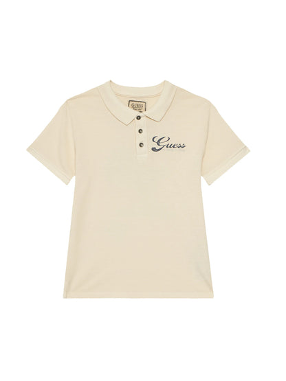 Детска Поло Тениска Guess с Яка за Момче Екрю