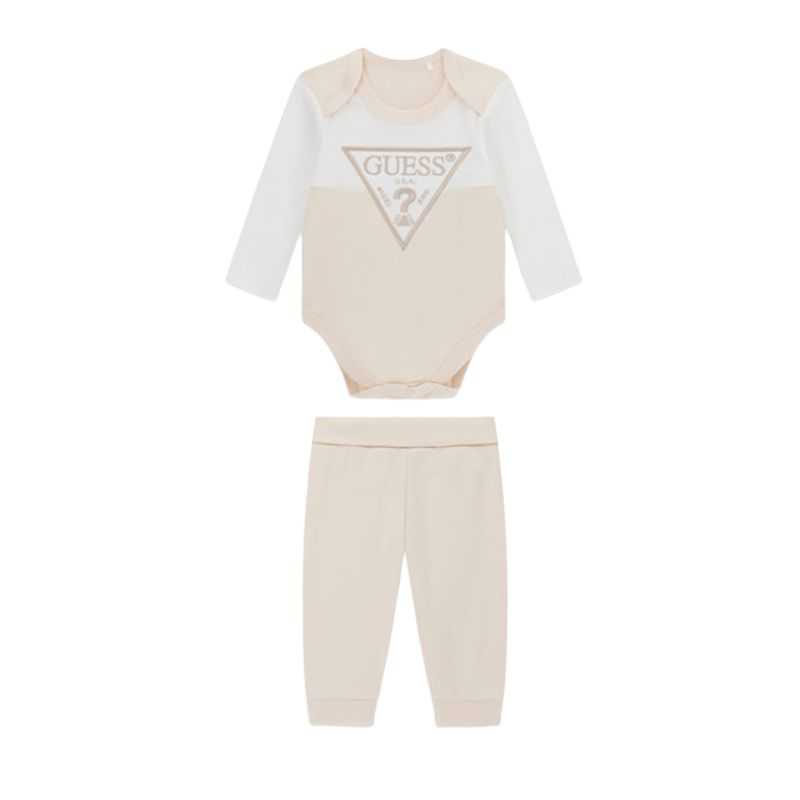 Бебешки Комплект Guess от Две Части в Бежово и Бяло