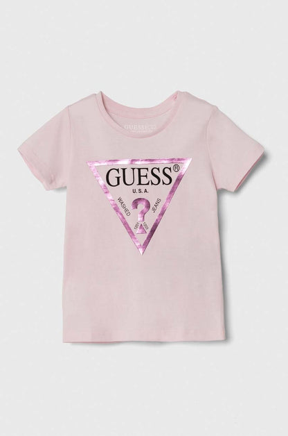 Детска Памучна Тениска Guess за Момиче Розова