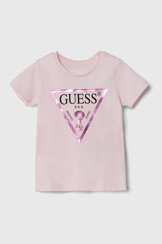Детска Памучна Тениска Guess за Момиче Розова
