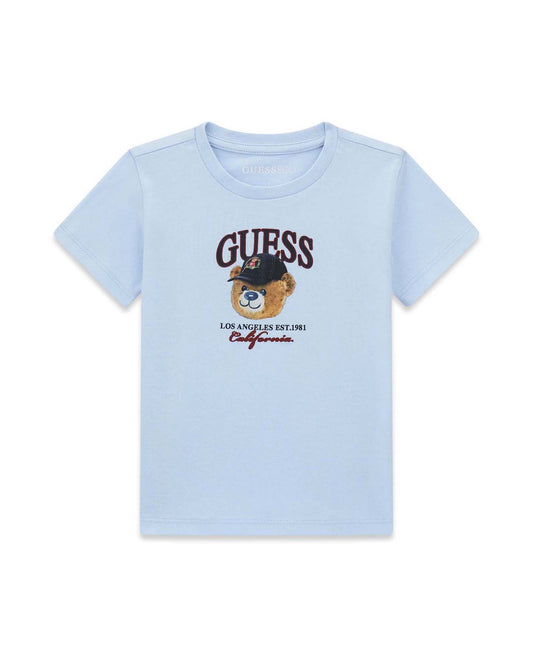 Светлосиня Тениска Guess с Щампа Мече и Лого